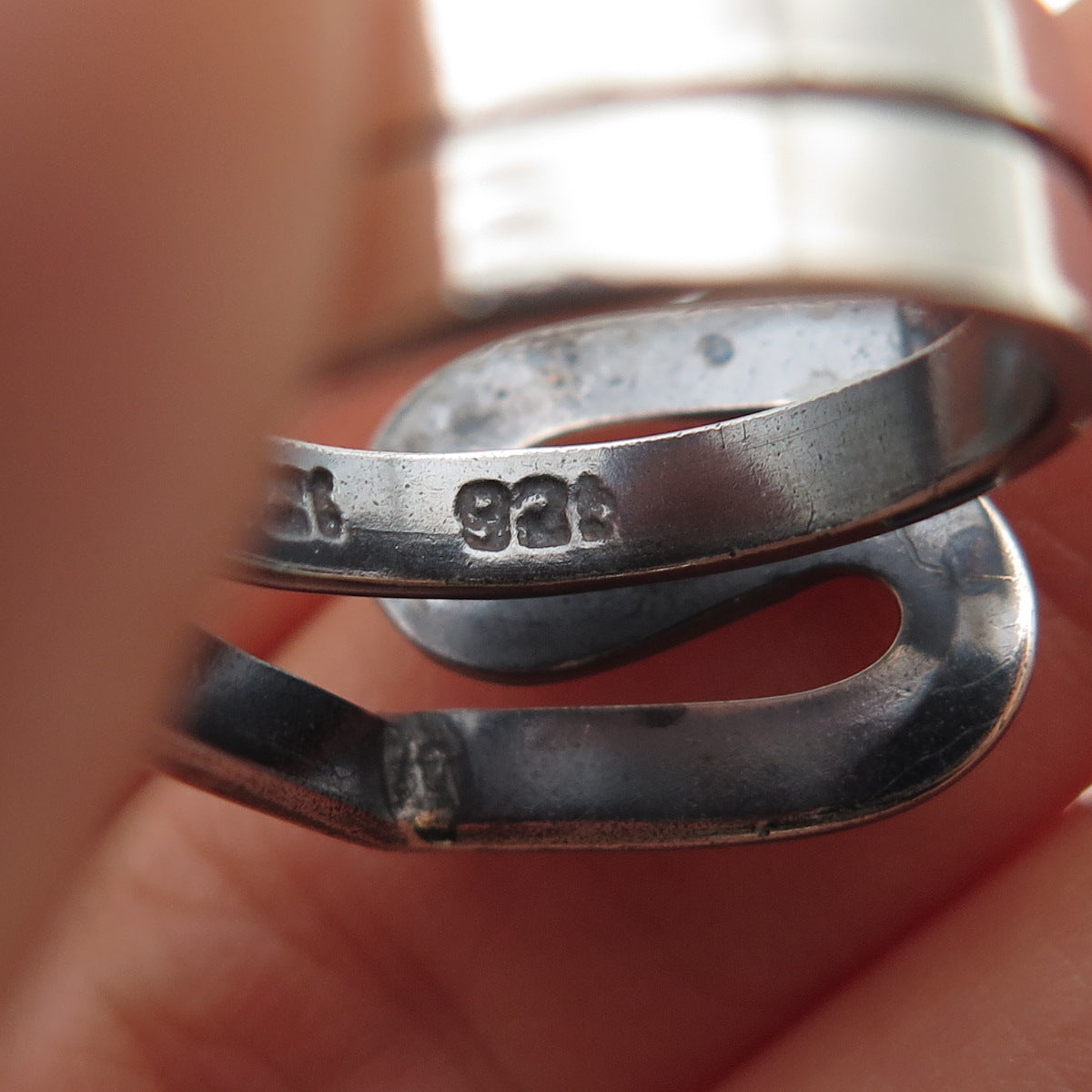 925 Sterling Silver Vintage Mexico Modernist Zig Zag Ring Size 7.25