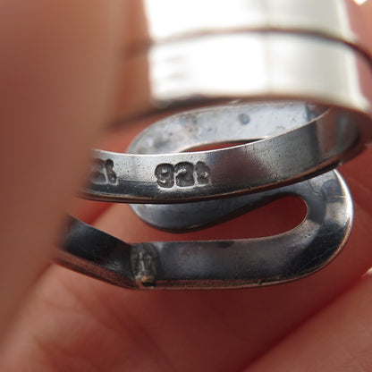 925 Sterling Silver Vintage Mexico Modernist Zig Zag Ring Size 7.25