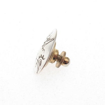 Eva & Linberg Billah Navajo Old Pawn Sterling Vintage Wolf Tie Tack / Lapel Pin