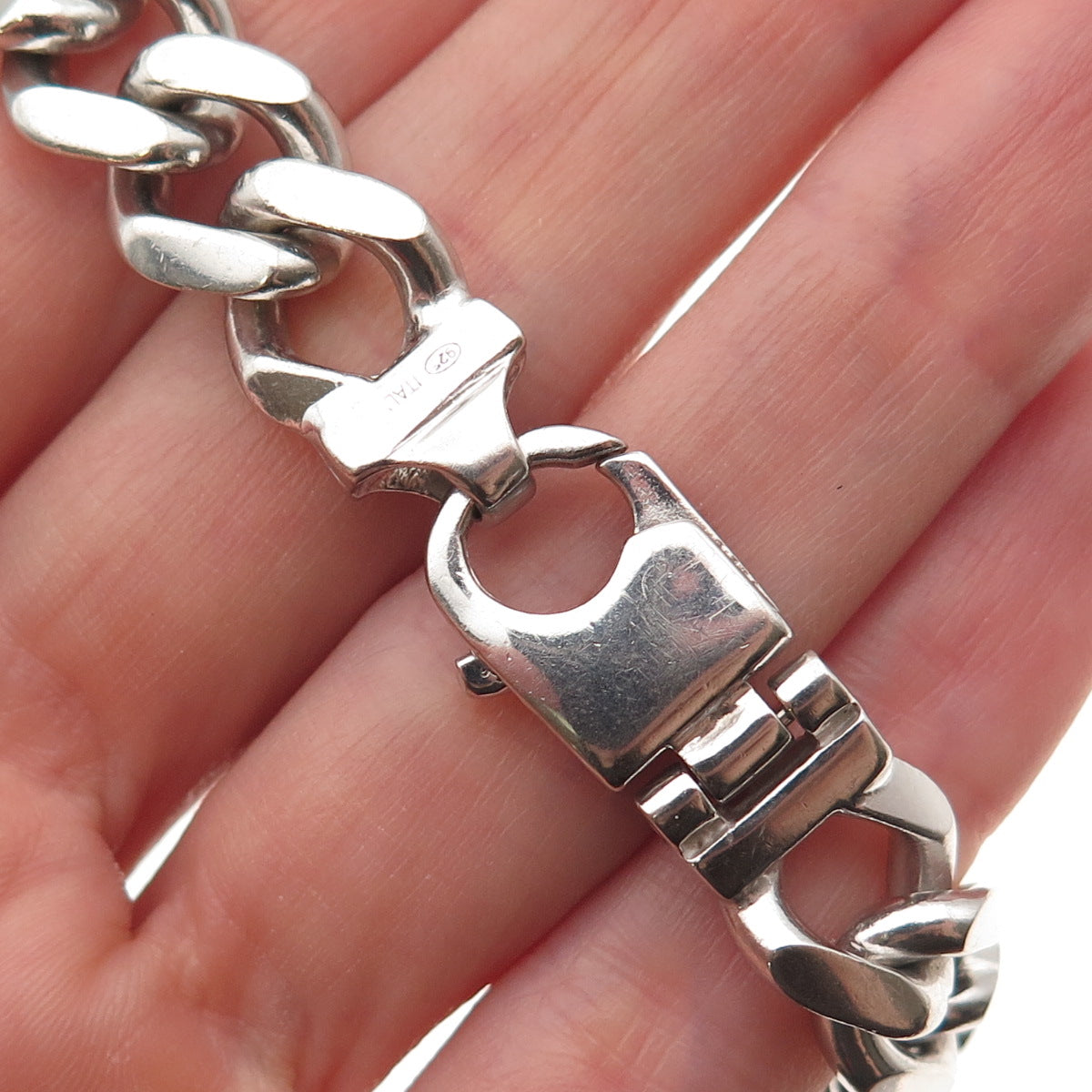 925 Sterling Silver Vintage Italy Cuban Link Bracelet 8.25"