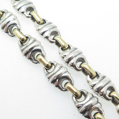 925 Sterling Silver 2-Tone Vintage Mexico Modernist Anchor Chain Necklace 18"