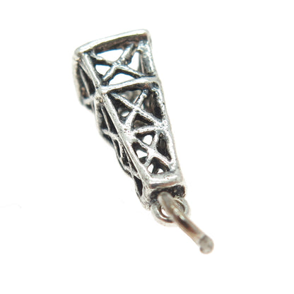 925 Sterling Silver Vintage Oil Derrick 3D Charm Pendant