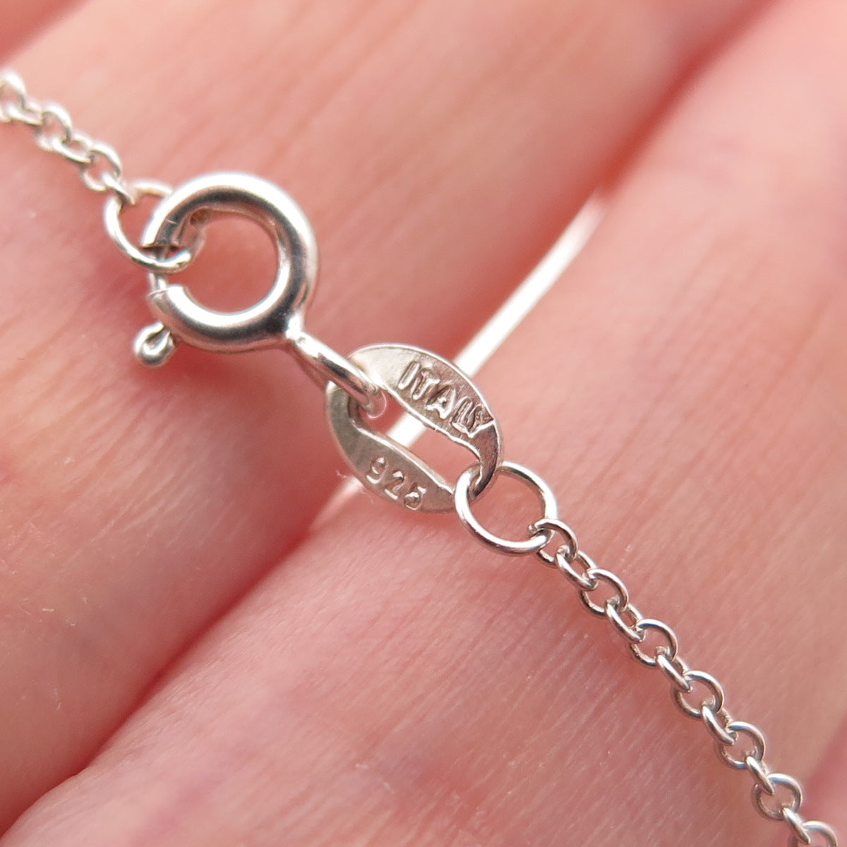 925 Sterling Silver Real Round-Cut Diamond Interlocked Cable Chain Necklace 18"