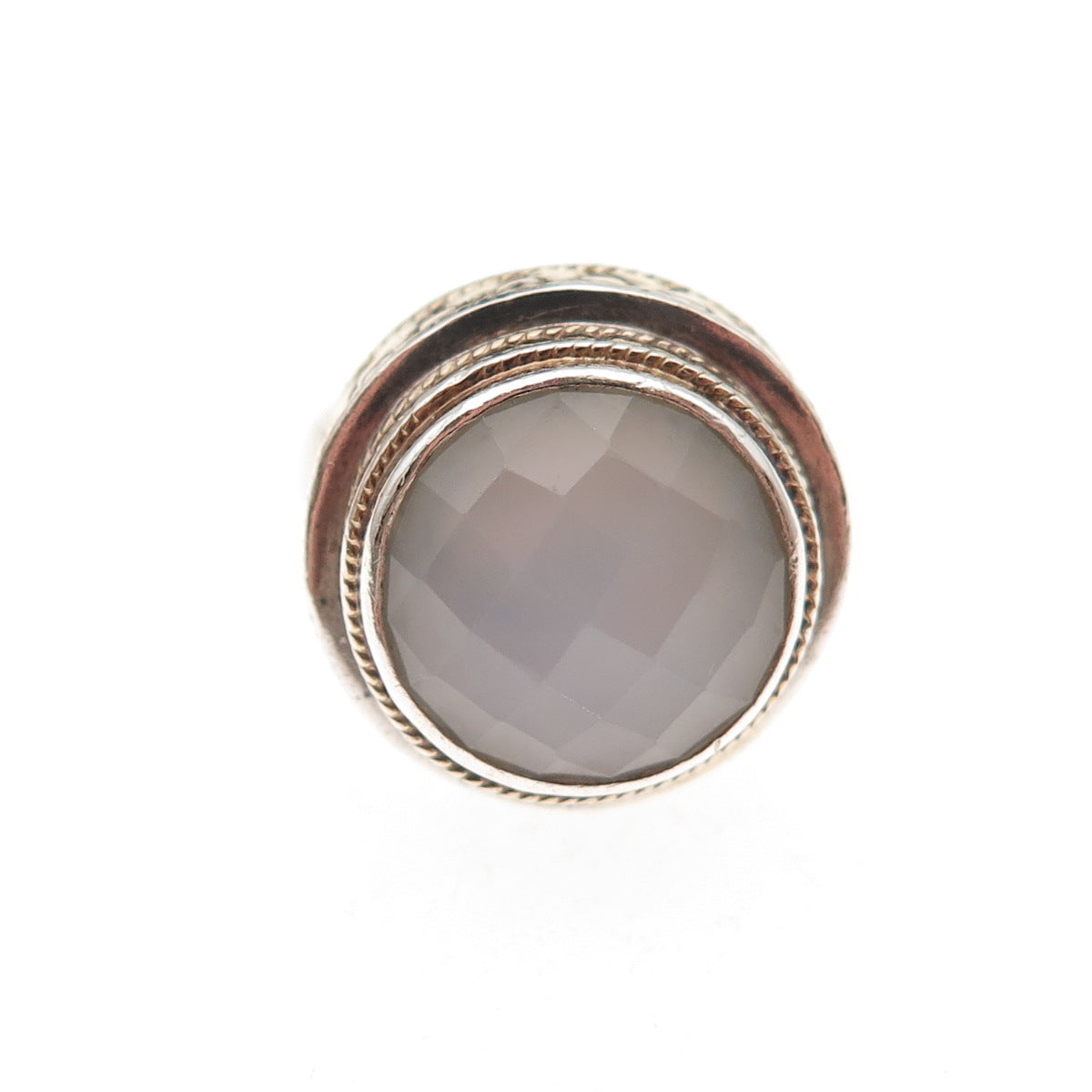 Anna Beck 925 Sterling Silver 2-Tone Vintage Real Moonstone Ring Size 6.75