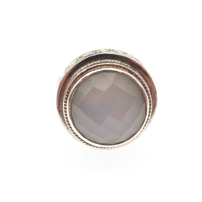 Anna Beck 925 Sterling Silver 2-Tone Vintage Real Moonstone Ring Size 6.75
