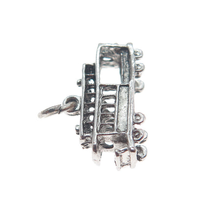 925 Sterling Silver Antique Retro Cable Car Oxidized Minimalist 3D Charm Pendant