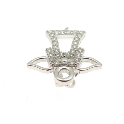 HAN 925 Sterling Silver Round-Cut C Z Angel Minimalist Pendant