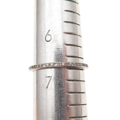 Platinum Antique Art Deco Real Diamond Stackable Eternity Band Ring Size 6.75
