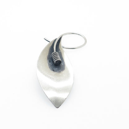 BEAU 925 Sterling Silver Vintage Modernist Calla Lily Flower Oxidized Pin Brooch