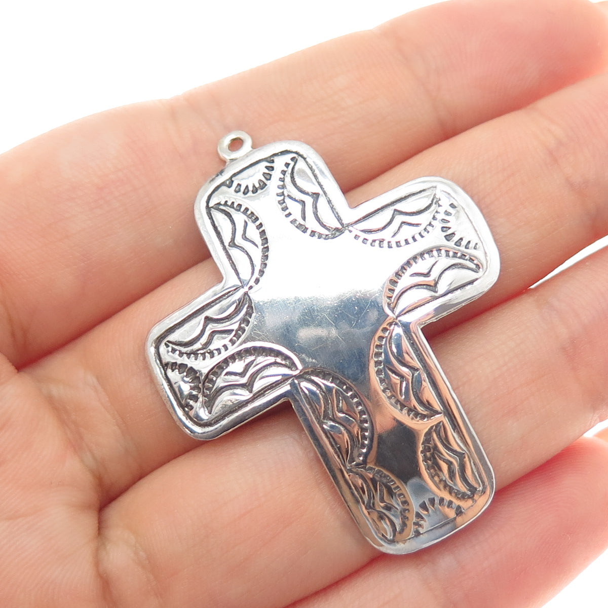 SIDNEY EVAN 925 Sterling Silver Vintage Cross Oxidized Charm Pendant