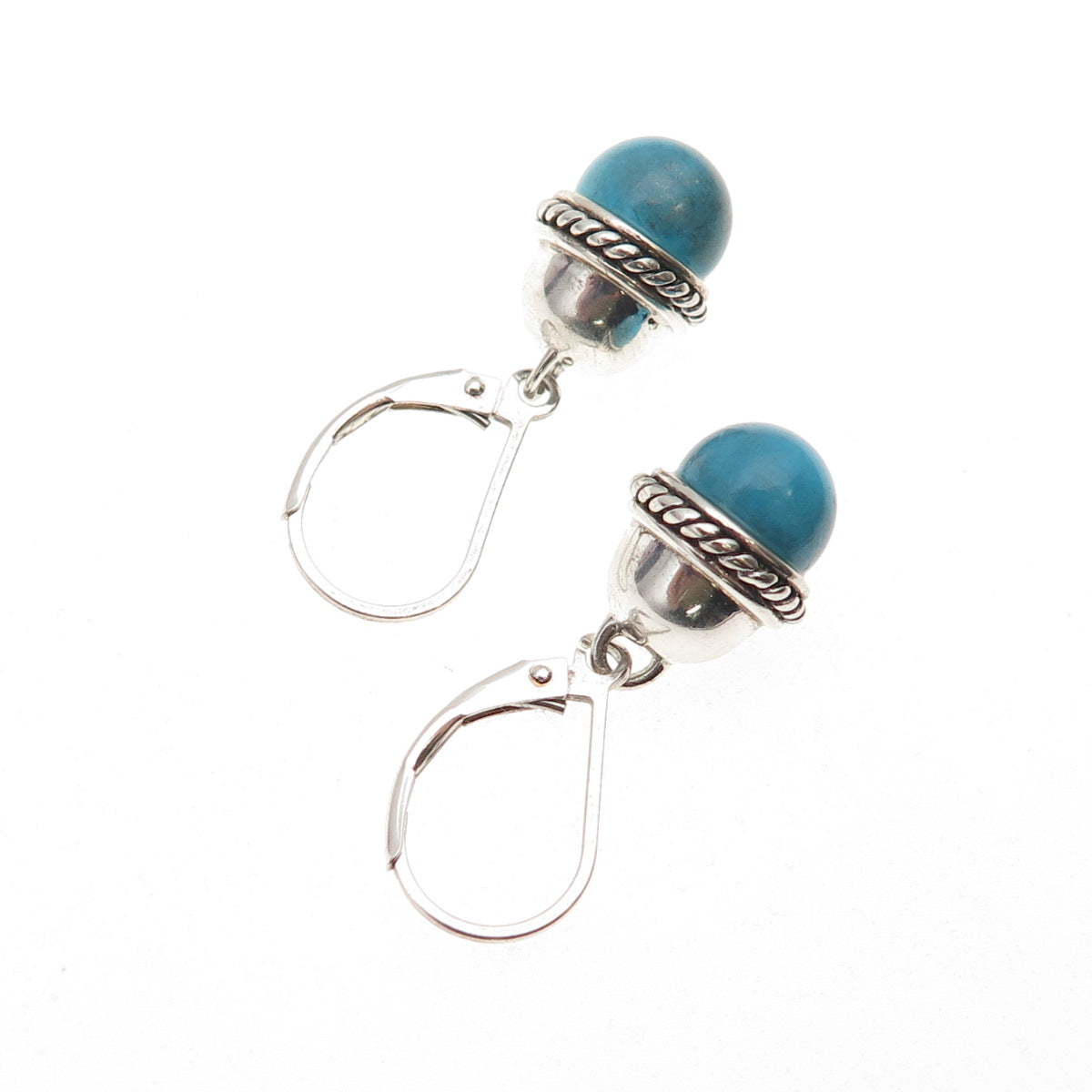 925 Sterling Silver Vintage Real Turquoise Dangle Earrings