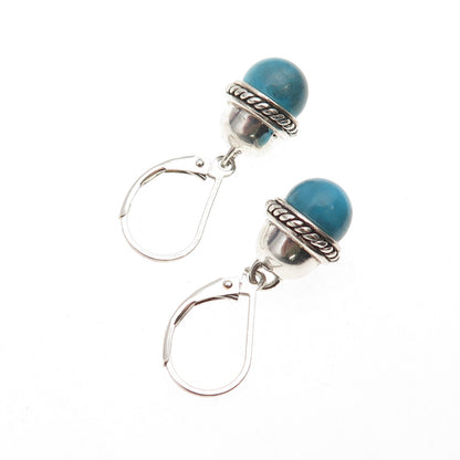 925 Sterling Silver Vintage Real Turquoise Dangle Earrings