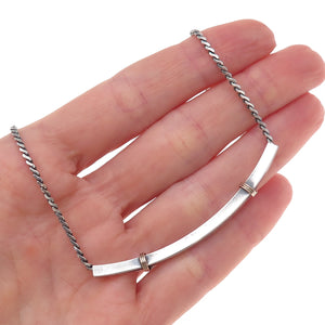 925 Sterling Silver 2-Tone Vintage Bar S-Shape Chain Necklace 16"