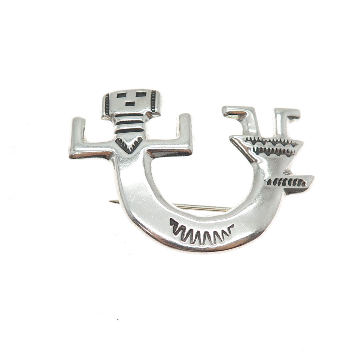 Felix Joe Navajo Old Pawn Sterling Silver Vintage Kachina Doll Tribal Pin Brooch