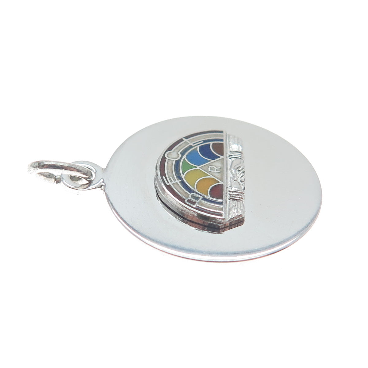 WELLS 925 Sterling Silver Vintage Enamel Masonic Youth Group Charm Pendant