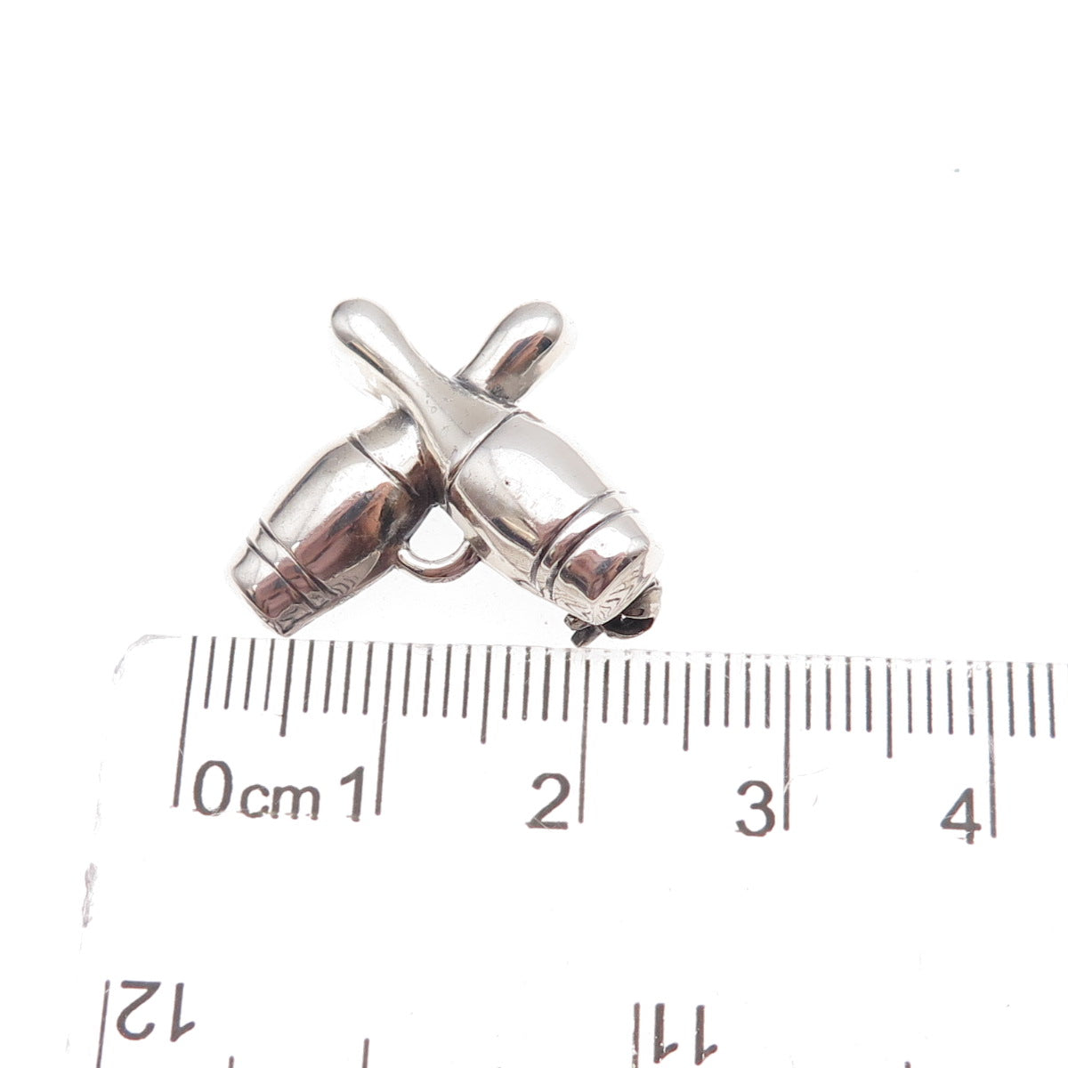 Lang 925 Sterling Silver Antique Art Deco Bowling Pins Oxidized Pin Brooch