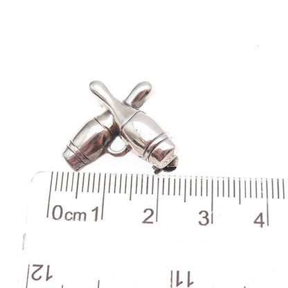Lang 925 Sterling Silver Antique Art Deco Bowling Pins Oxidized Pin Brooch