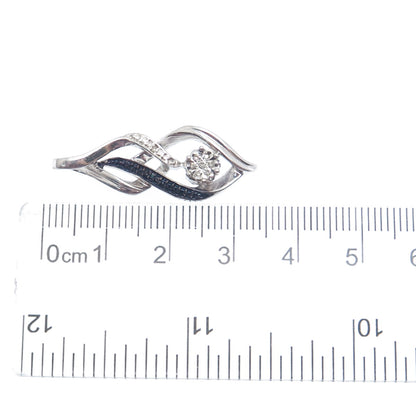 925 Sterling Silver Real Blue & White Diamond Twisted Interlocked Pendant