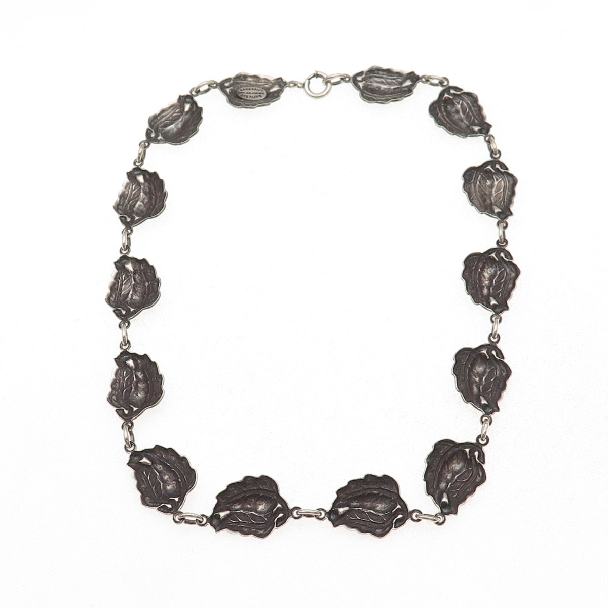 Danecraft 925 Sterling Silver Antique Art Deco Floral Leaf Chain Necklace 16"