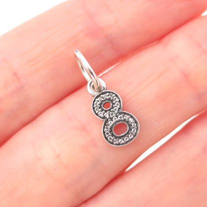 Pandora 925 Sterling Silver C Z Lucky Number 8 Charm Pendant