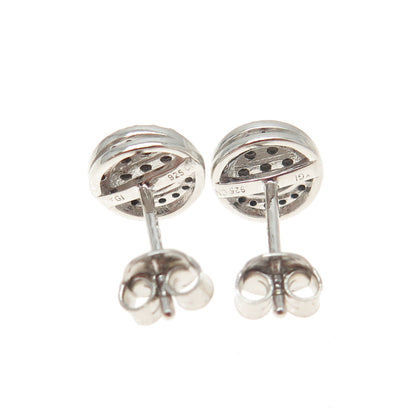 925 Sterling Silver Black C Z Stud Earrings