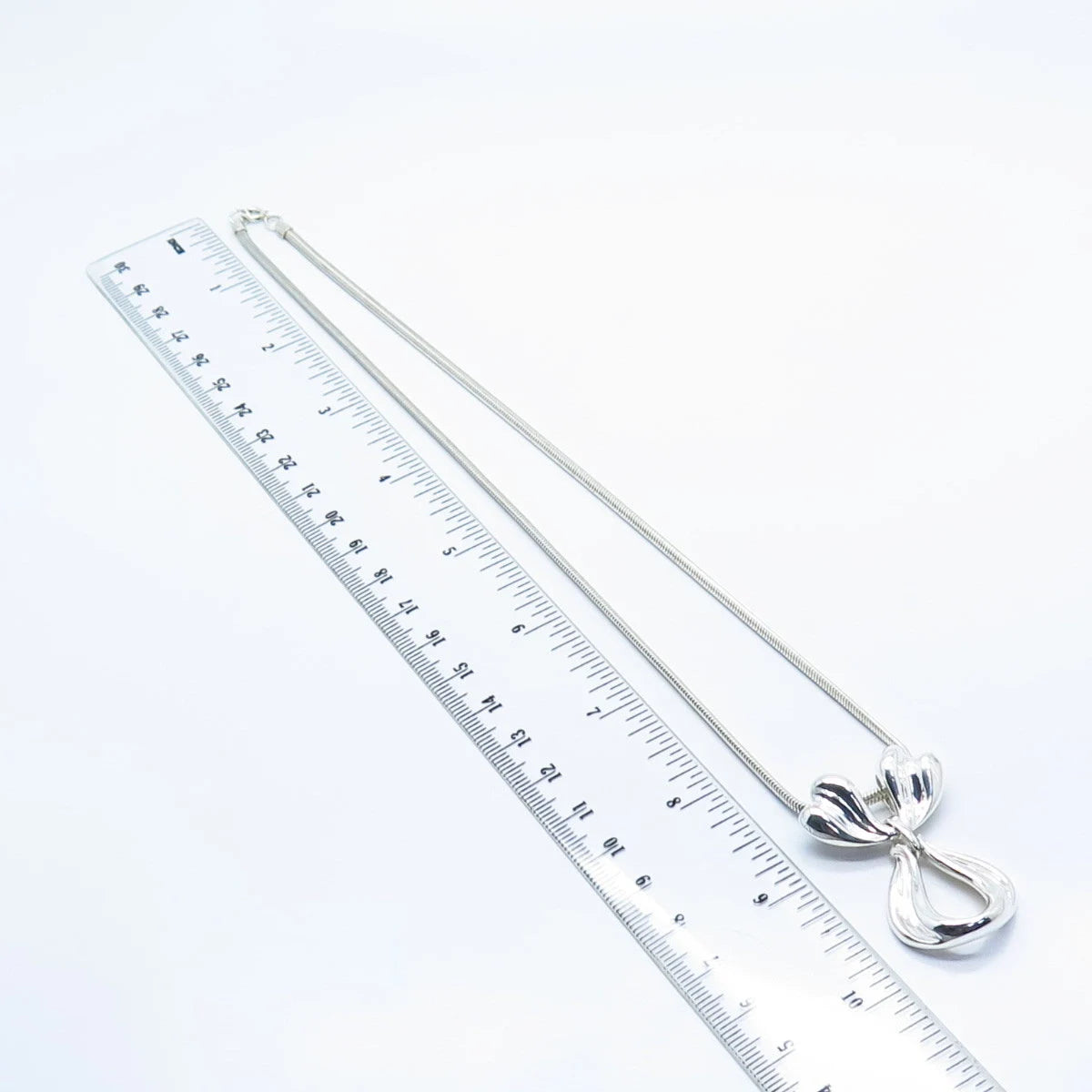 925 Sterling Silver Vintage Kabana Bow Snake Chain Necklace 18"