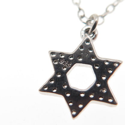 925 Sterling Silver Round-Cut C Z Star of David Cable Chain Necklace 18-20"