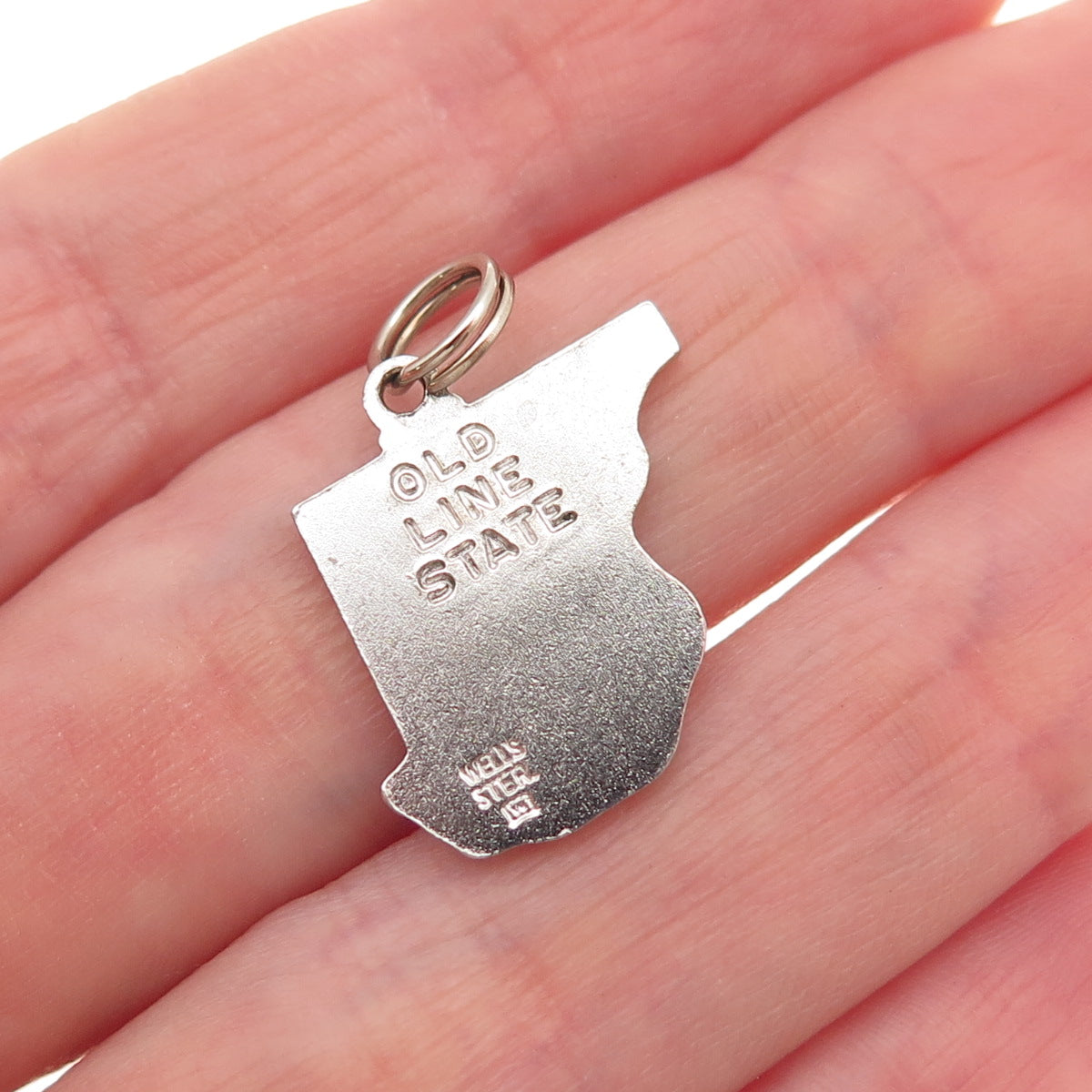 Wells 925 Sterling Silver Vintage Maryland State Map Mini Charm Pendant