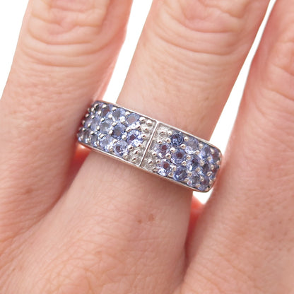 Chuck Clemency 925 Sterling Silver Real Round-Cut Tanzanite Ring Size 7