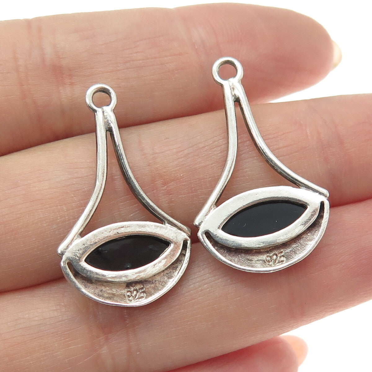 925 Sterling Silver Vintage Real Baltic Amber Modernist Jacket Earrings