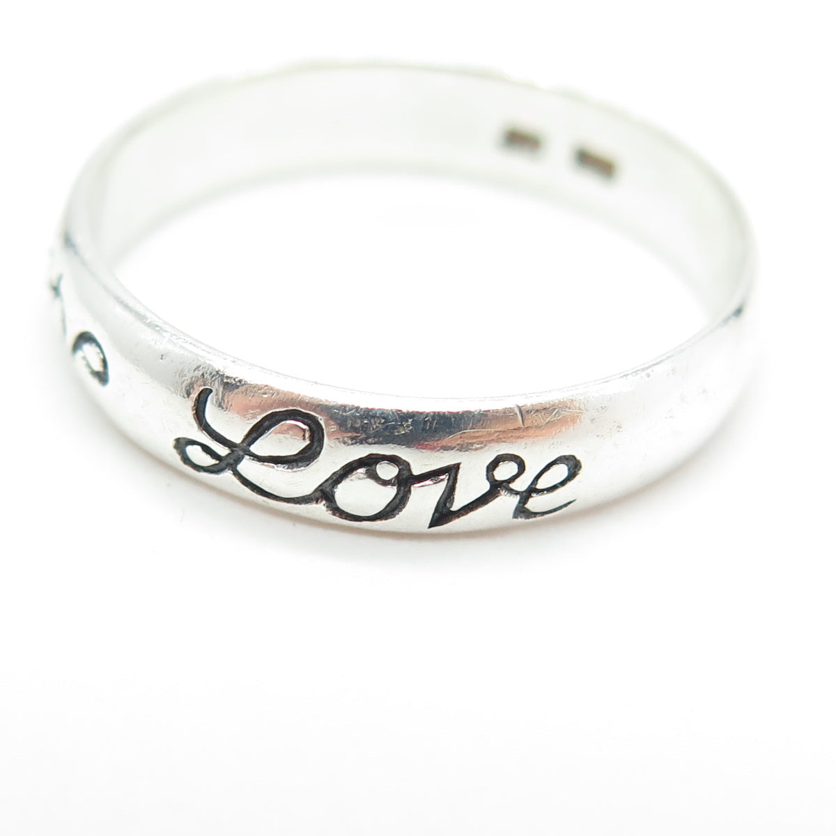 925 Sterling Silver Vintage "Faith Hope Love" Band Ring Size 12.25