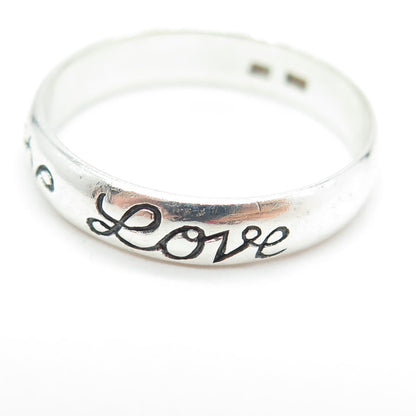 925 Sterling Silver Vintage "Faith Hope Love" Band Ring Size 12.25