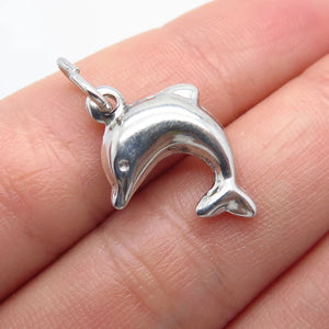 925 Sterling Silver Vintage Italy Friendly Dolphin Charm Pendant