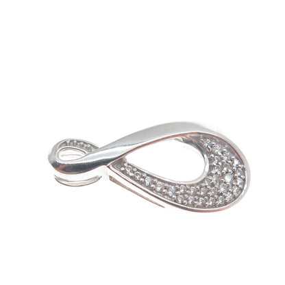 925 Sterling Silver Round-Cut Shaped C Z Infinity Slide Pendant