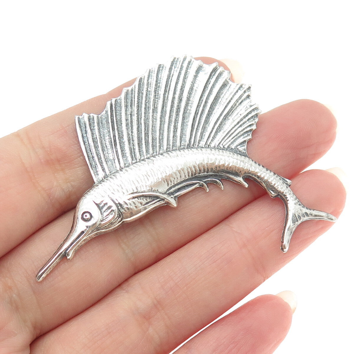925 Sterling Silver Antique Art Deco Swordfish Pin Brooch