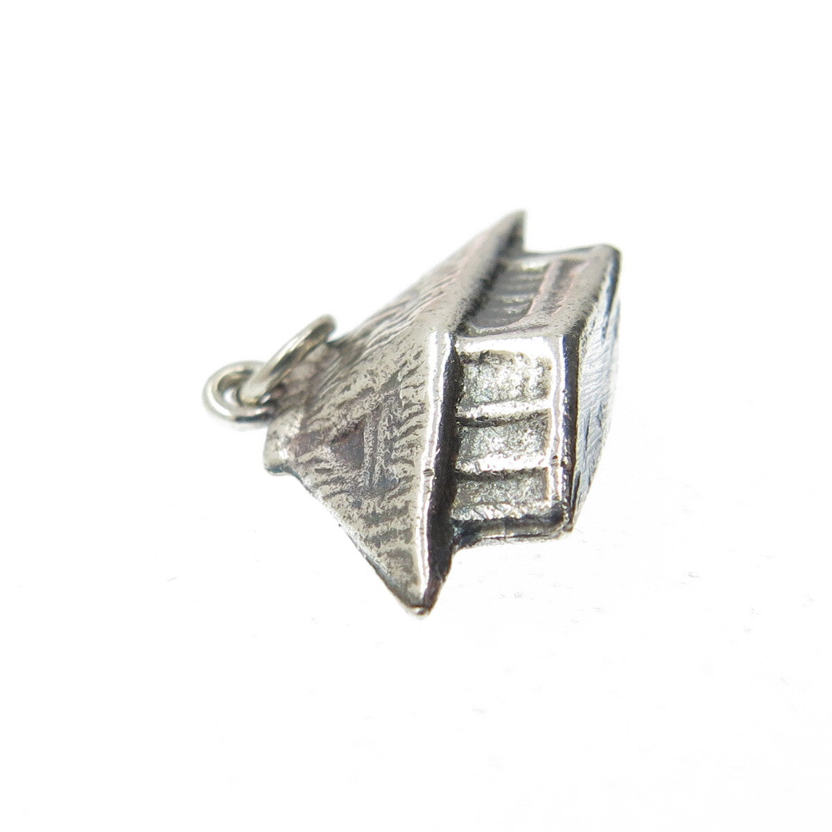 925 Sterling Silver Antique Art Deco Japanese Cabin Minimalist Charm Pendant
