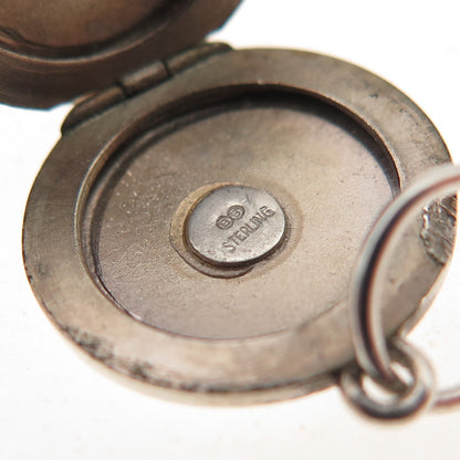 Binder Bros Sterling Silver 3-Tone Antique Art Deco Floral Locket Charm Pendant