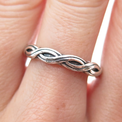 PANDORA 925 Sterling Silver Oxidized Twisted Band Ring Size 6.75