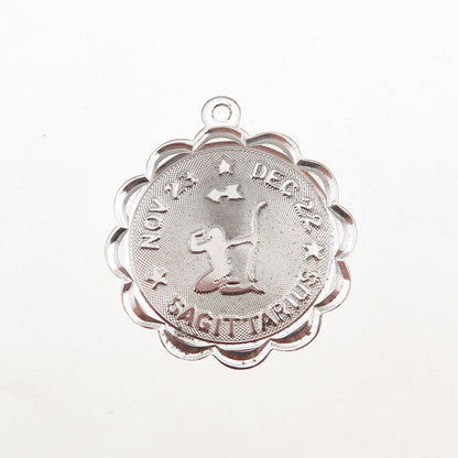 CREA 925 Sterling Silver Vintage Sagittarius Zodiac Sign Charm Pendant