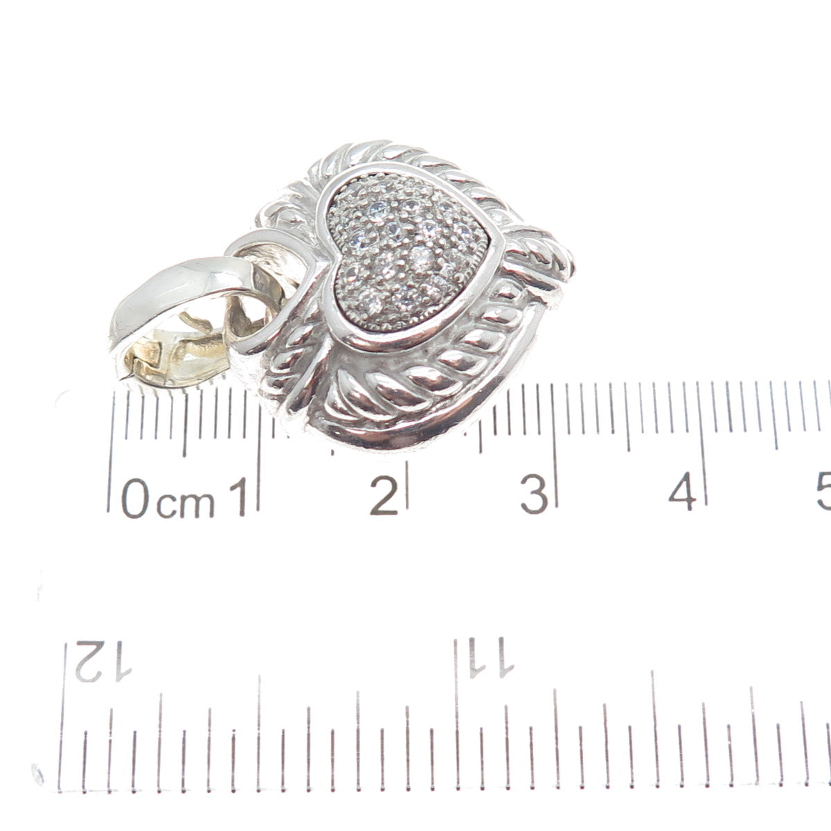 ROBERT LEE MORRIS 925 Sterling Silver Round-Cut C Z Heart Pendant