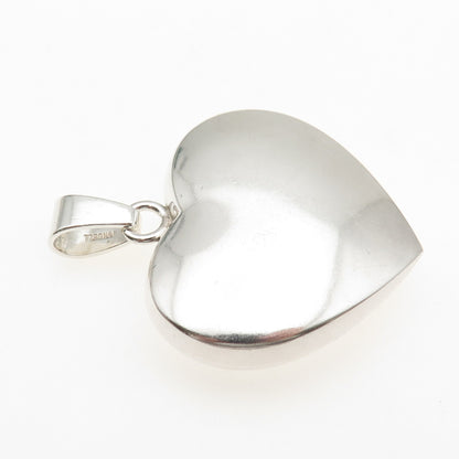 JONDELL 925 Sterling Silver Vintage Spain Puffy Heart Charm Pendant