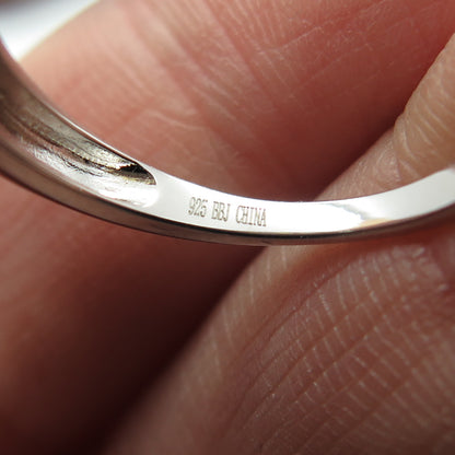 925 Sterling Silver Real Aquamarine Opal & White Topaz Flower Ring Size 7.75