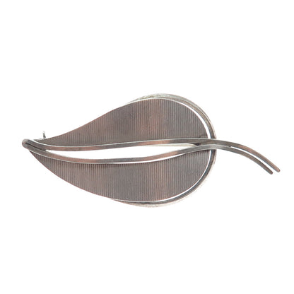 925 Sterling Silver Vintage Germany Modernist Floral Leaf Pin Brooch