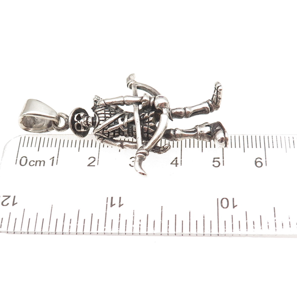 925 Sterling Silver Vintage Skeleton Warrior Oxidized 3D Pendant