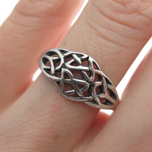 925 Sterling Silver Vintage Celtic Knot Oxidized Ring Size 7