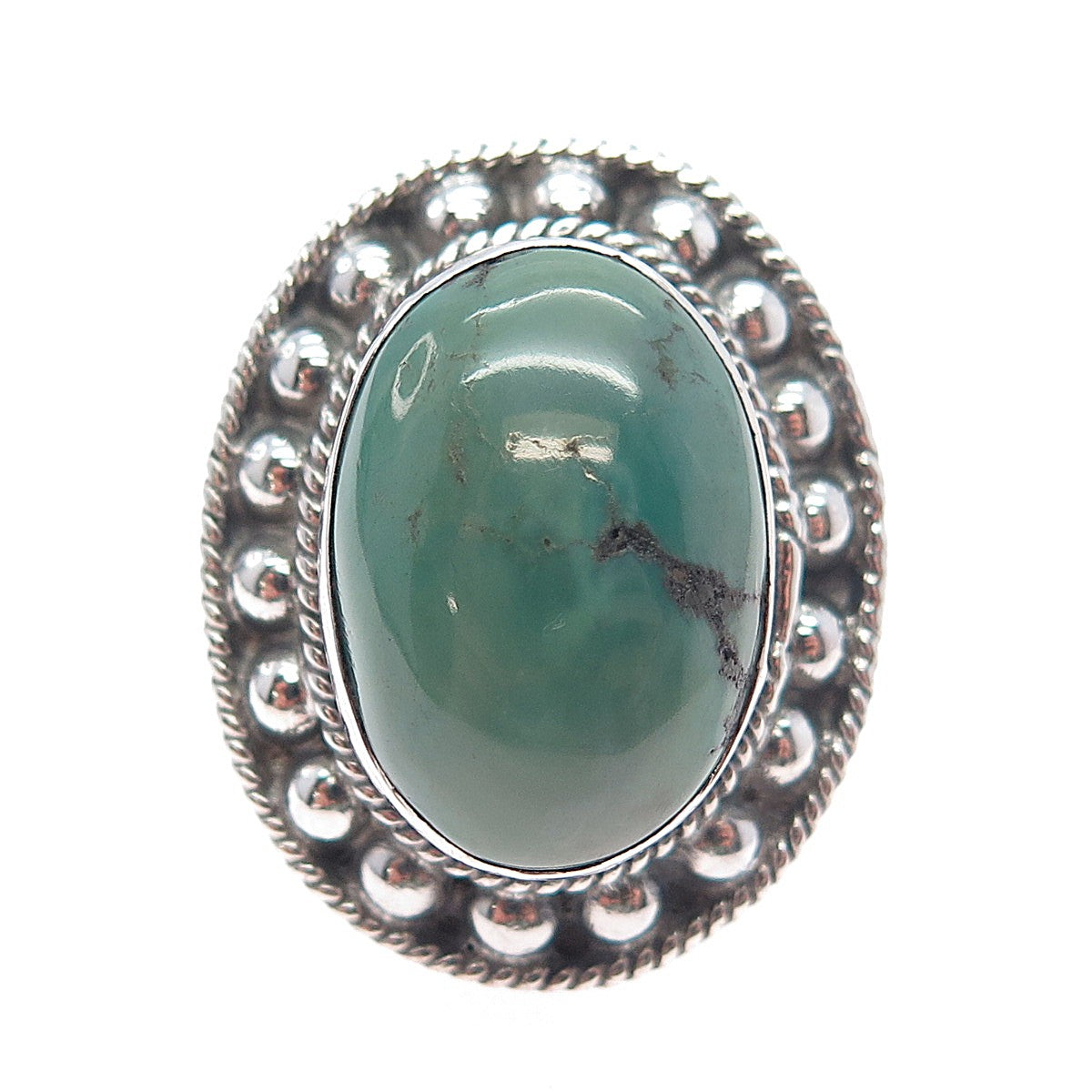 925 Sterling Silver Vintage Real Royston Turquoise Beaded Ring Size 8.25