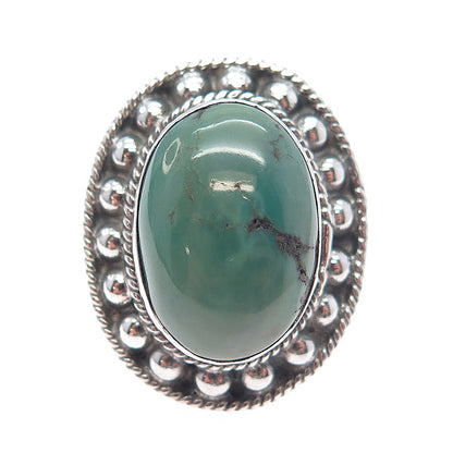 925 Sterling Silver Vintage Real Royston Turquoise Beaded Ring Size 8.25