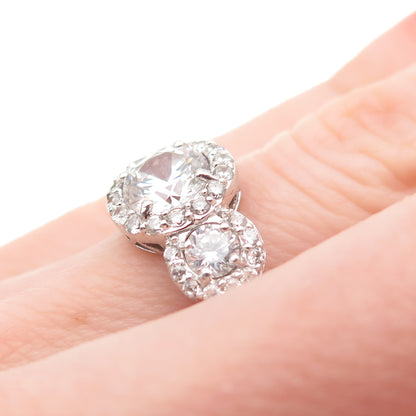925 Sterling Silver Round-Cut C Z Engagement Ring Size 4.75