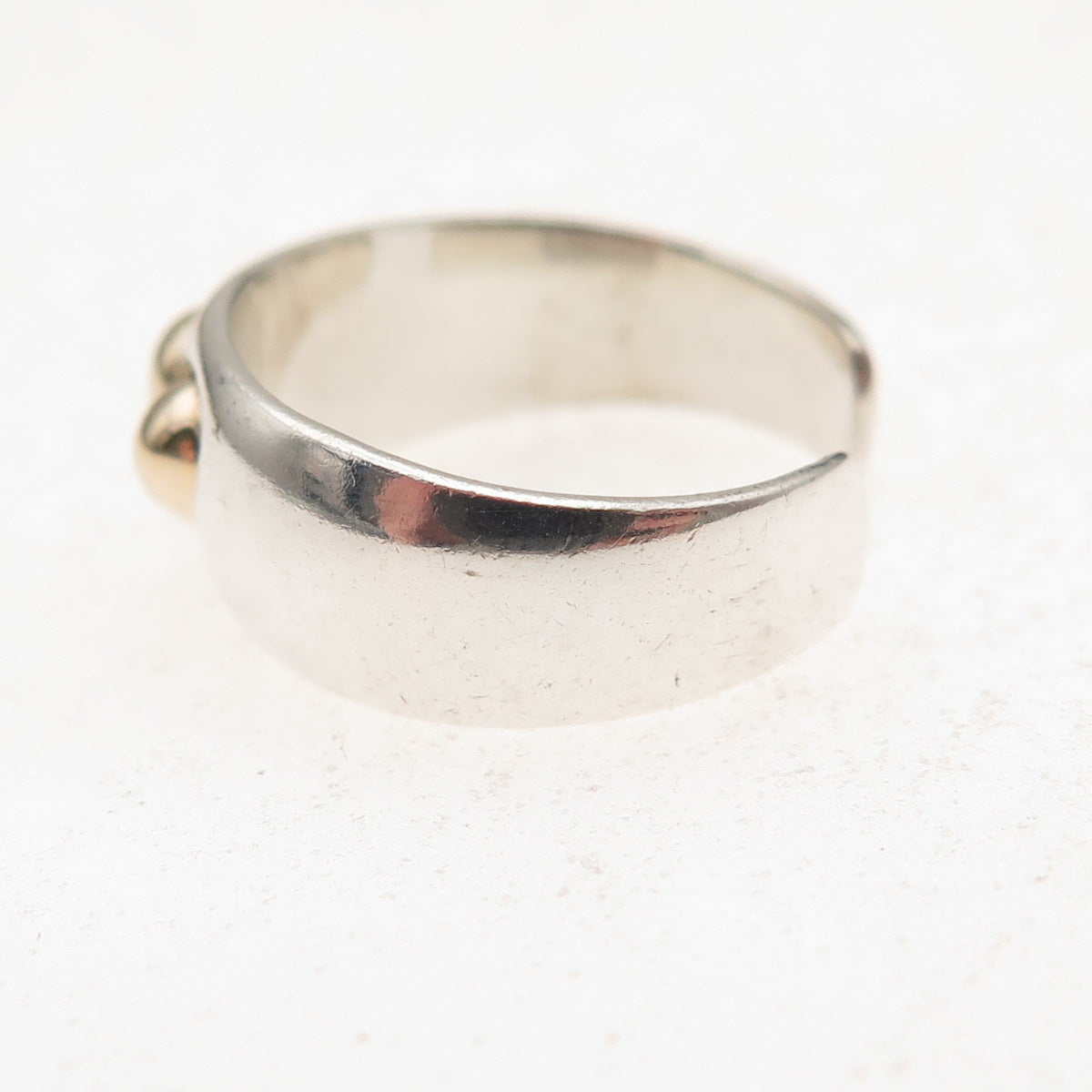 Joseph Esposito Sterling Silver 14K Gold Vintage Heart Adjustable Ring Size 4