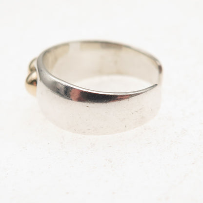 Joseph Esposito Sterling Silver 14K Gold Vintage Heart Adjustable Ring Size 4